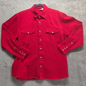 Vintage Marlboro Shirt Mens Medium Long Sleeve Collared Western Pearl Snap